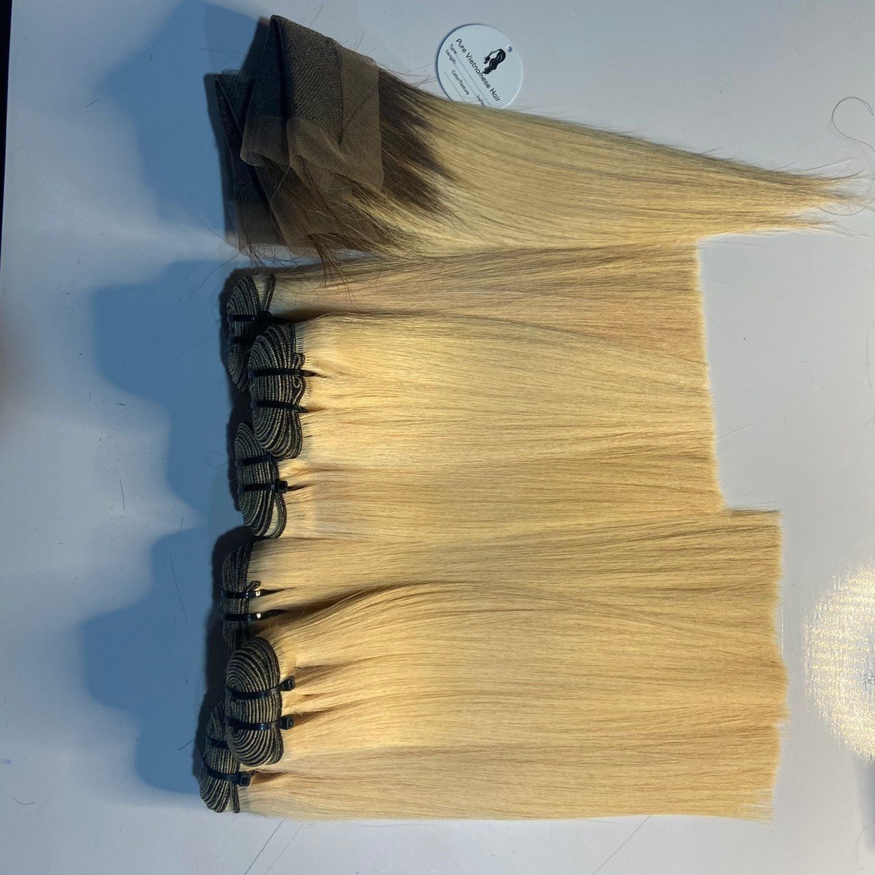 Bone Straight 100% Vietnamese Human Hair Extensions Fashion Colors-Red Light Color Weft Hair Closure 4x4 #60 Virgin Blonde