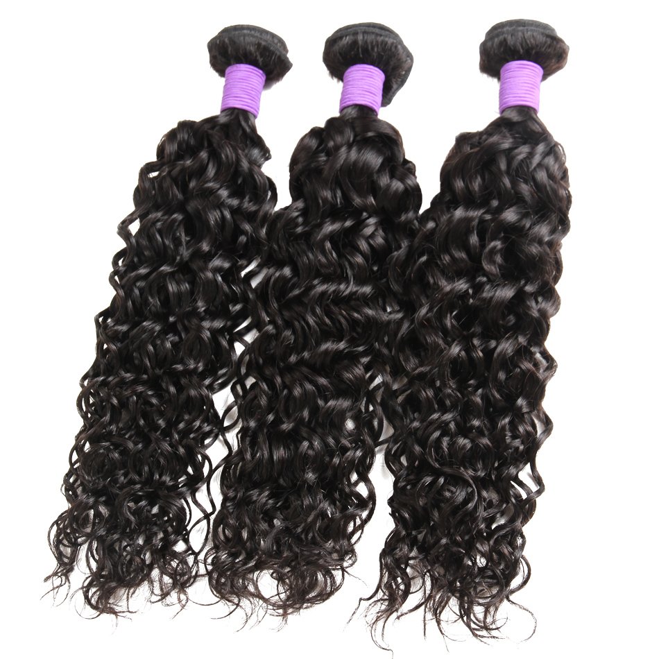 Free Sample 10A Grade Malaysian Water Wave Bundles with Lace Frontal Closure Vendors Machine Double Weft Human Hair Extensions