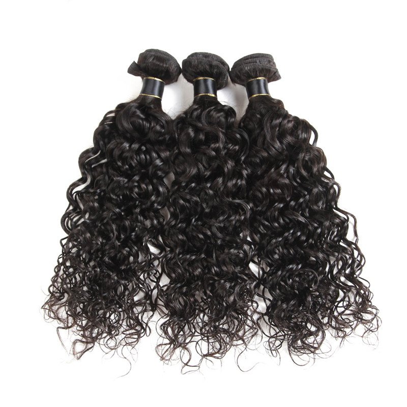 Free Sample 10A Grade Malaysian Water Wave Bundles with Lace Frontal Closure Vendors Machine Double Weft Human Hair Extensions