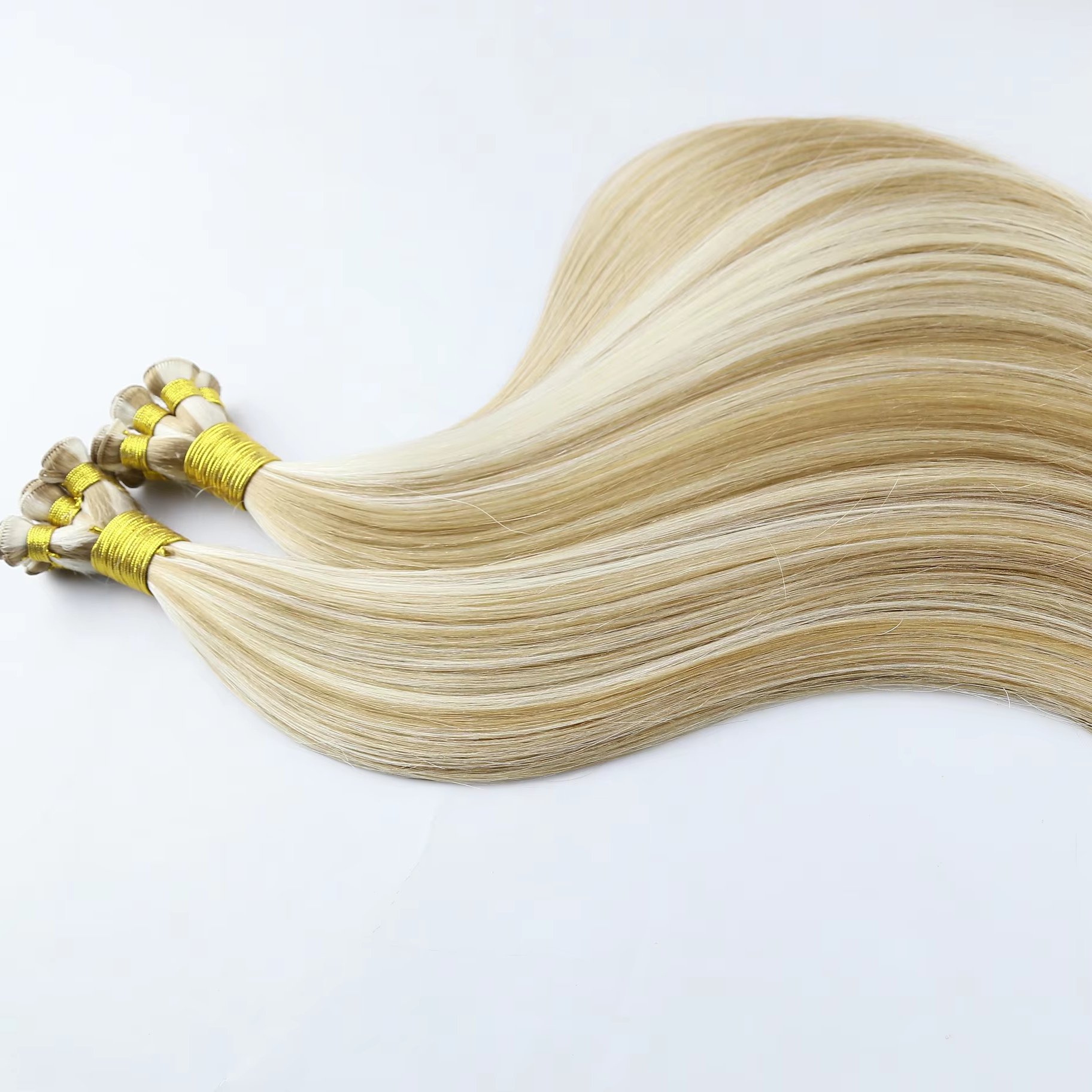 China supply 100 European virgin unprocessed hand tied hair extensions human hair seamless weft