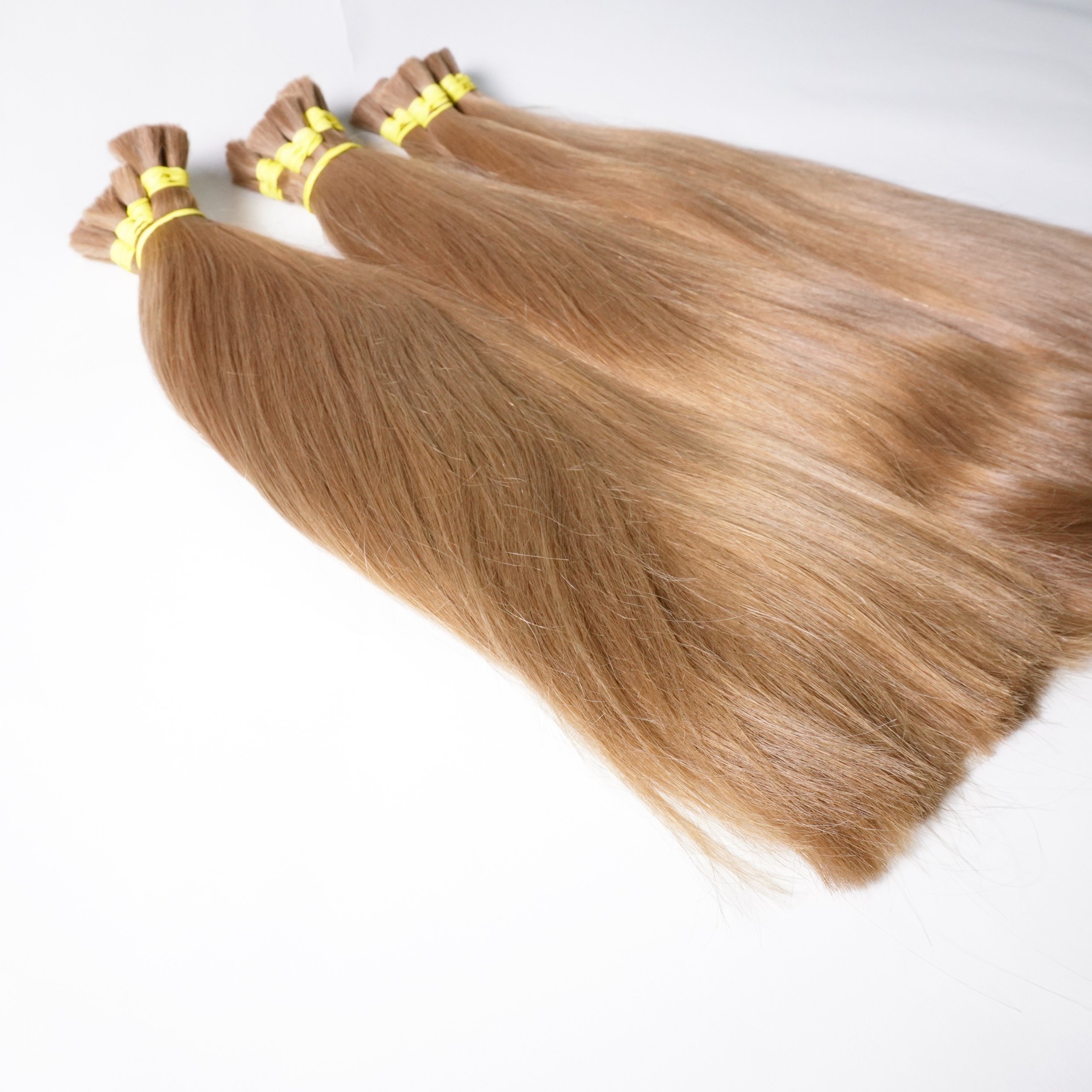 Wholesale blonde human hair extensions russian virgin unprocessed hair bulk
