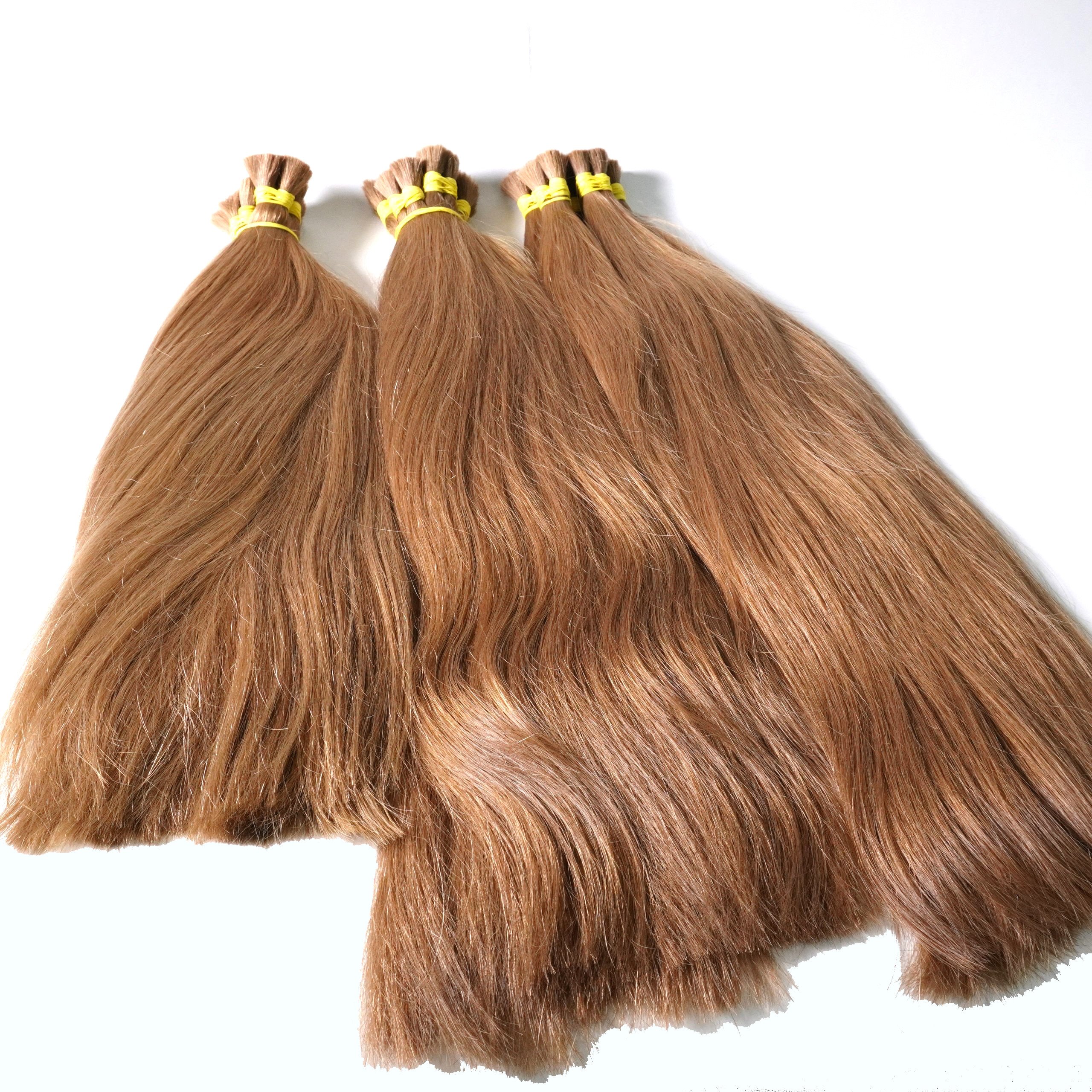 Wholesale blonde human hair extensions russian virgin unprocessed hair bulk