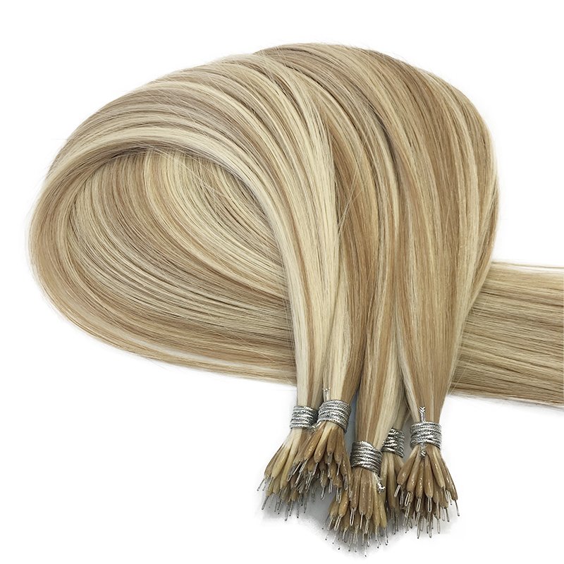 Russian high quality affordable black brown double drawn blonde Nano micro ring hair extensions