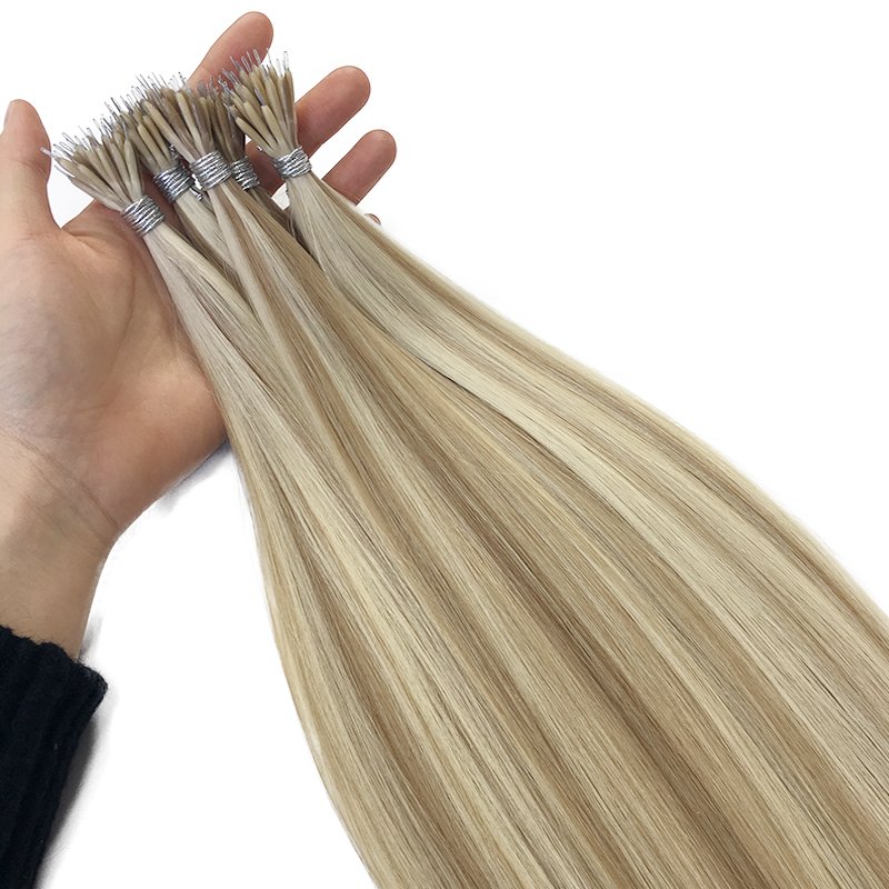 Russian high quality affordable black brown double drawn blonde Nano micro ring hair extensions
