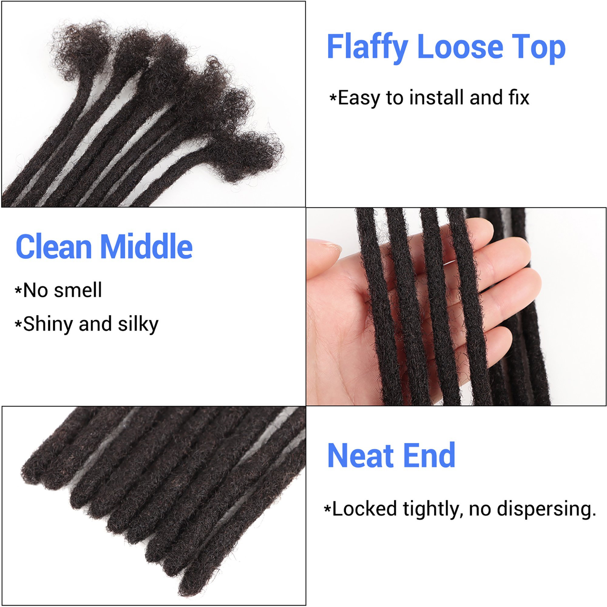 [Vast Dreads] Human Hair Loc Extensions Dreadlocks Extensions Full Handmade Medium Size 100% Human Hair Extensions