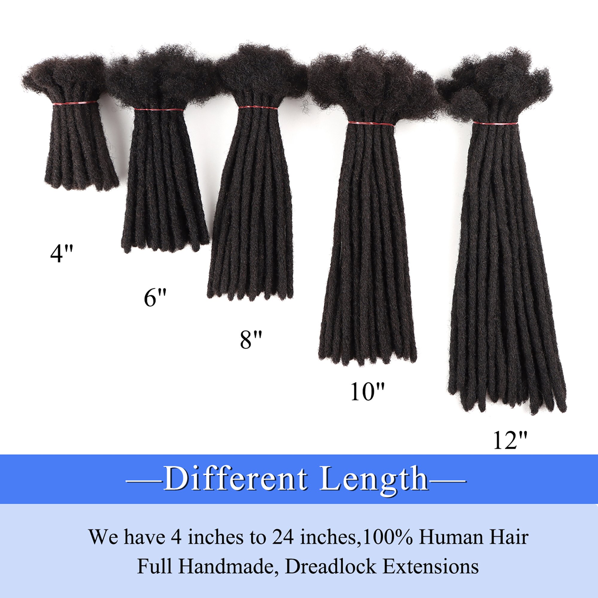 [Vast Dreads] Human Hair Loc Extensions Dreadlocks Extensions Full Handmade Medium Size 100% Human Hair Extensions