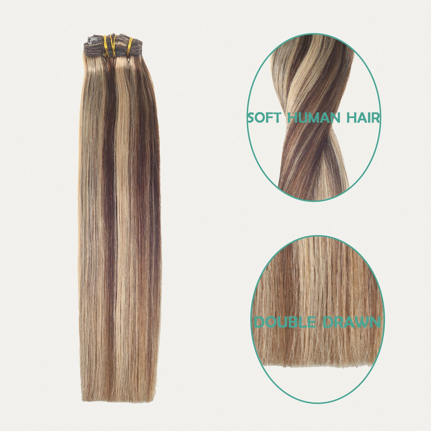 Premium quality 6Pieces 100g clip hair extensions 14inch-22inch remy virgin hair #4/27 human hair extensions