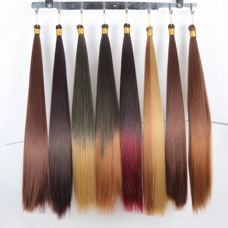 Julianna Wholesale 22inch 150g Smooth Synthetic Silky Bone Straight Crochet Braiding Hair Bulk Bundles Extensions For Box Braids