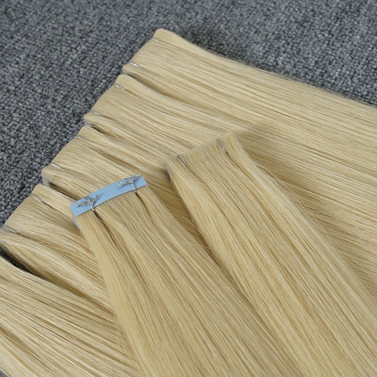 European Pu Skin Weft Blonde Russian Tape Hair Extension Inject Invisible Skin Weft Tape In Human Hair Extensions