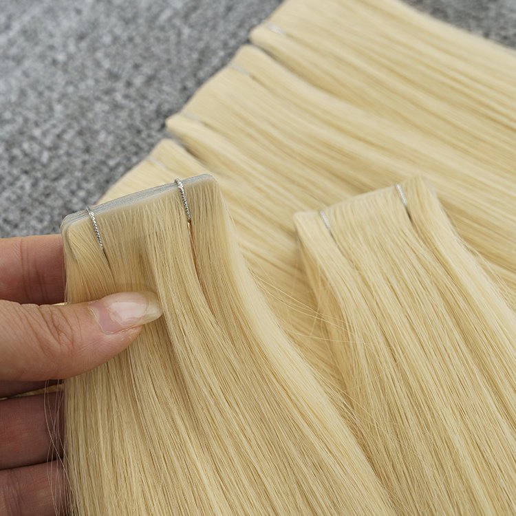 European Pu Skin Weft Blonde Russian Tape Hair Extension Inject Invisible Skin Weft Tape In Human Hair Extensions