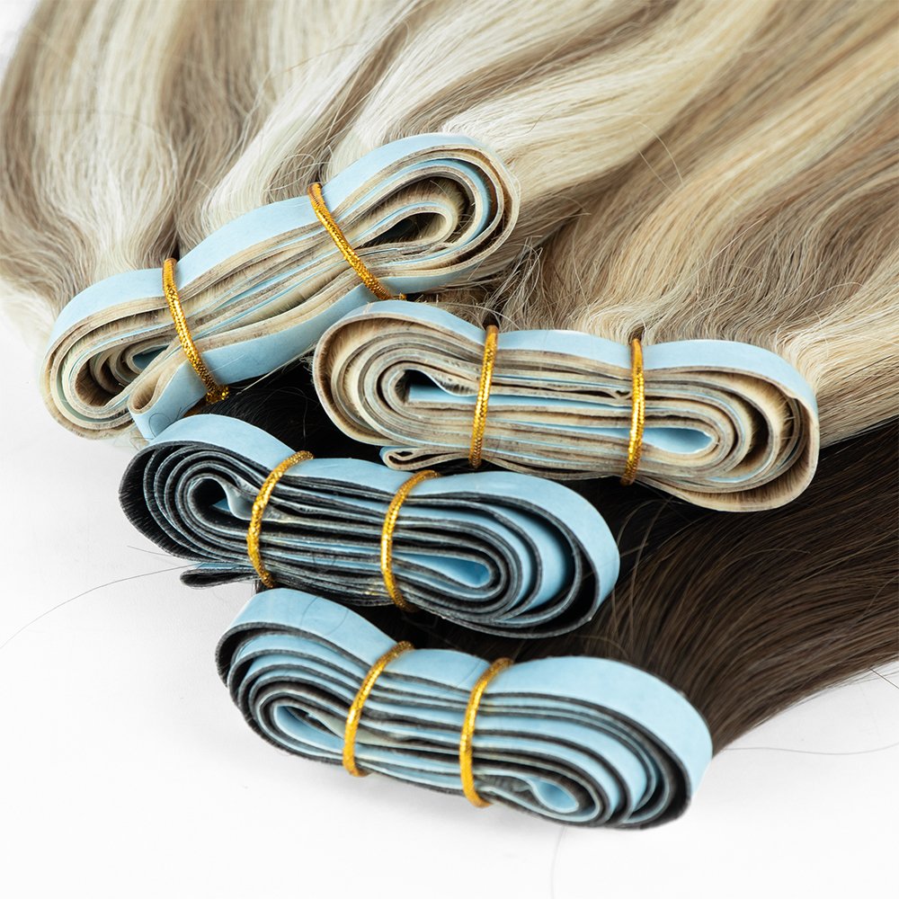 Natural Long Tape Ins Extension Invisible Double Drawn Adhesive Tape In Hair Extensions 100% Human Hair