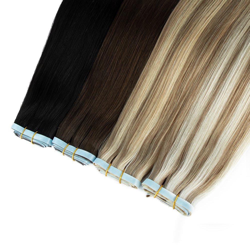 Natural Long Tape Ins Extension Invisible Double Drawn Adhesive Tape In Hair Extensions 100% Human Hair