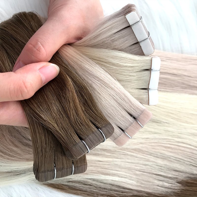 Wholesale 100% Human Hair Extensions Russian Virgin Remy Double Drawn Sticker Tape in Stock Ready To Ship