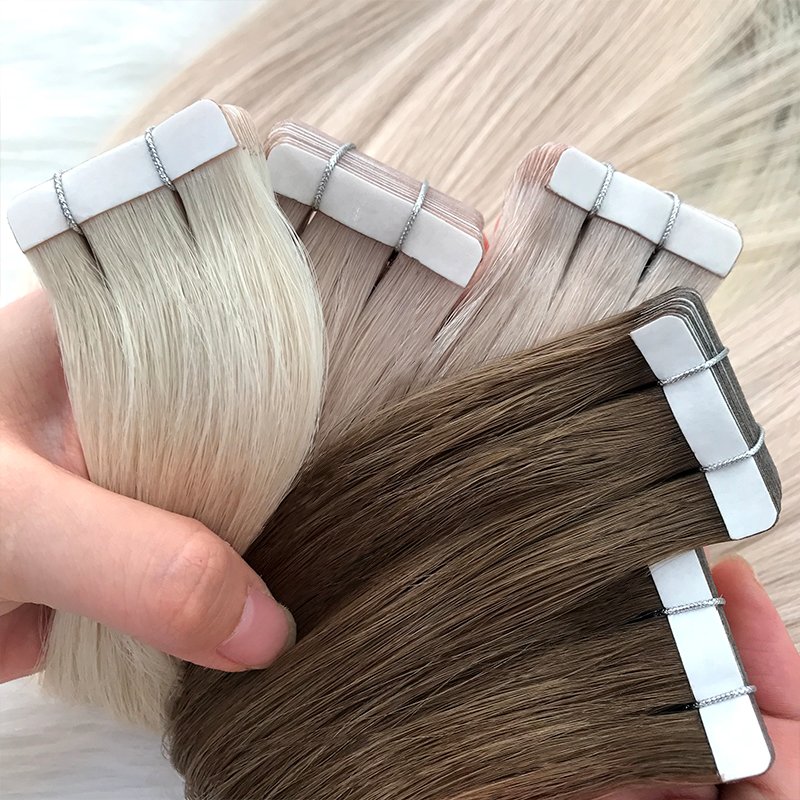 Wholesale 100% Human Hair Extensions Russian Virgin Remy Double Drawn Sticker Tape in Stock Ready To Ship