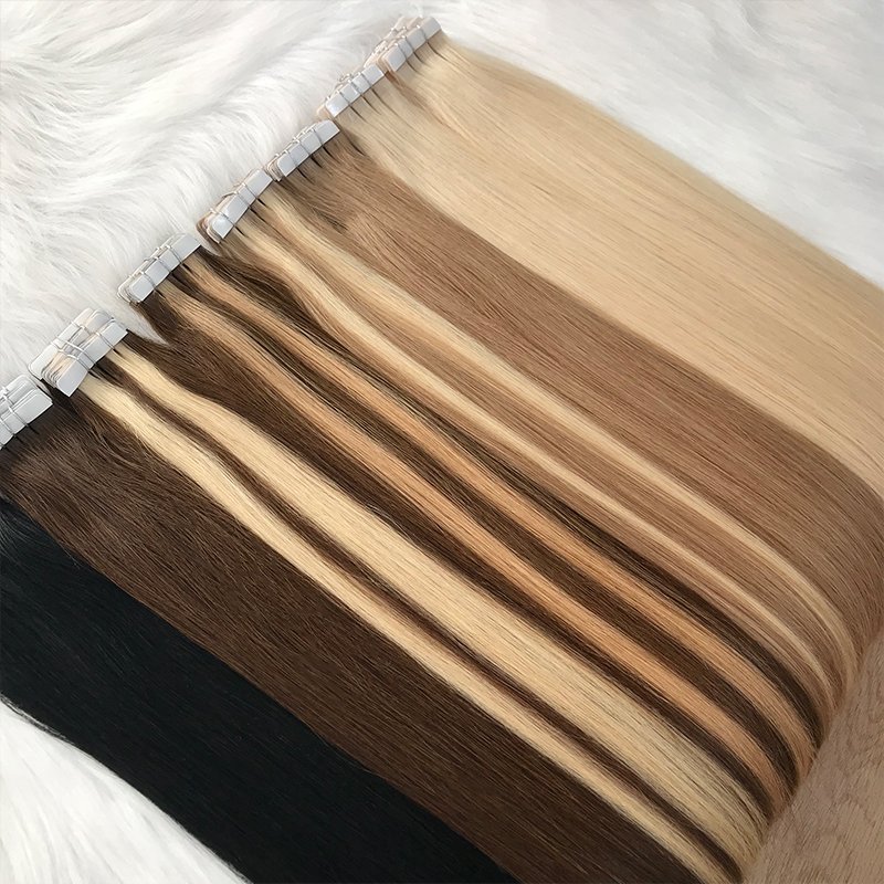 Wholesale 100% Human Hair Extensions Russian Virgin Remy Double Drawn Sticker Tape in Stock Ready To Ship