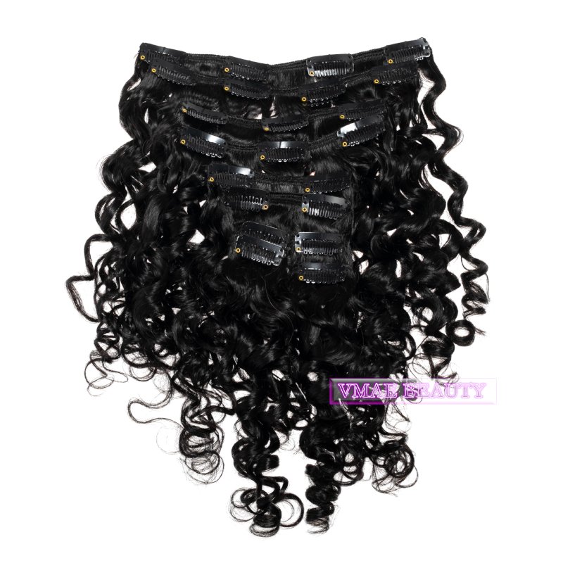 VMAE Good Quality Factory Directly Virgin Cuticle Aligned Hair Clips Human Extensions Clip In Kinky Clip Ins 4a 4b 4c Hair