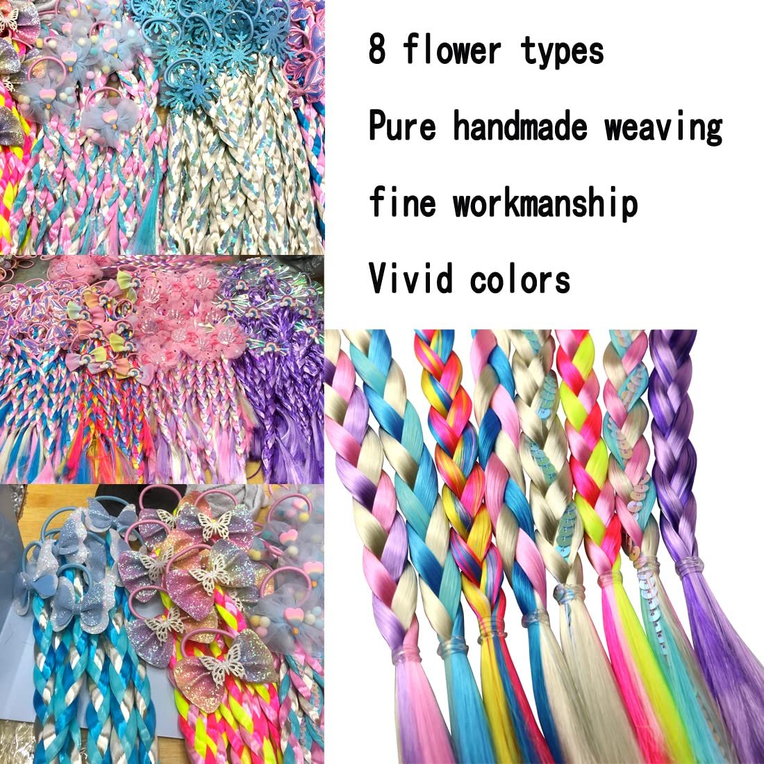 Children's Color Wig Braid Braided Cartoon Flower Decoration princess braid hair accessories Hair Extension Hair Ring