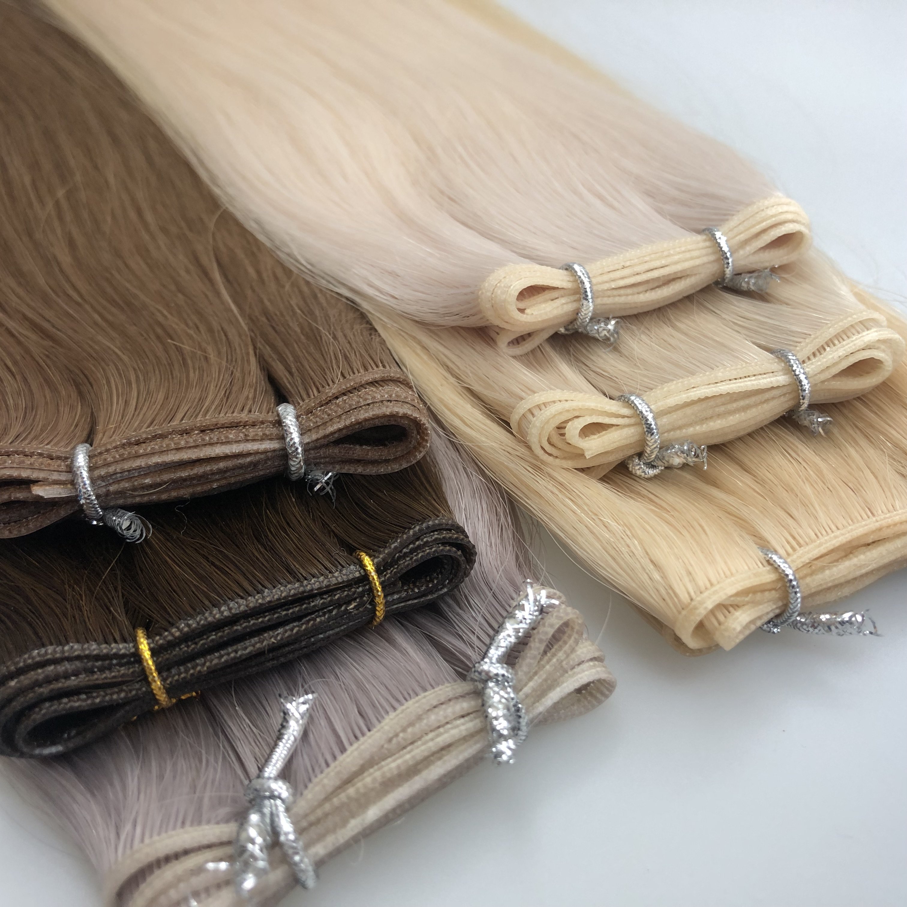 100% Unprocessed Virgin Wholesale european cuticle aligned double drawn virgin russian hair Human Hair Extension genius weft