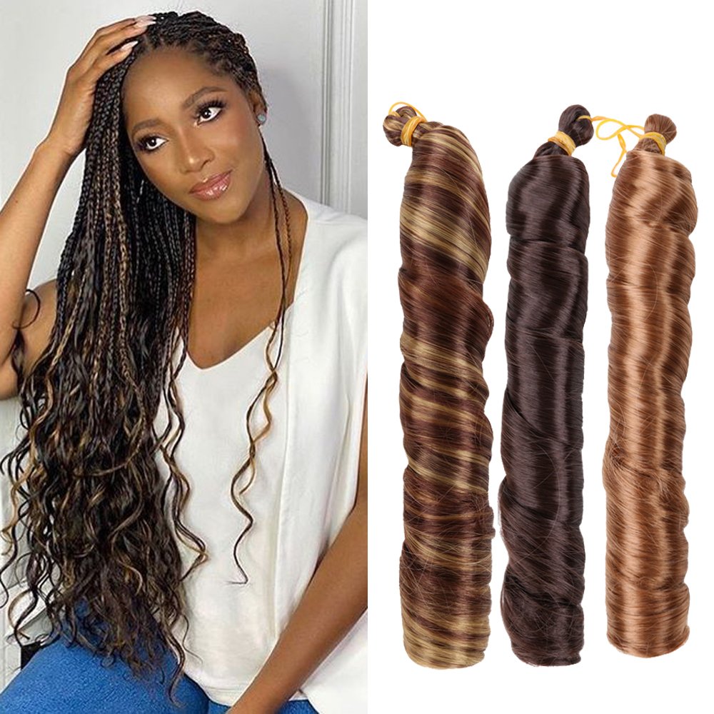 deep Loose braiding hair new popular silk braid attachment 14inch 18inch 24inch French curl braiding hair