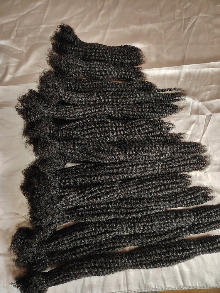 Wholesale unprocessed 4-30inch Handmade Black Color Afro Curly Crochet Human Hair Dreadlock Extensions for black men