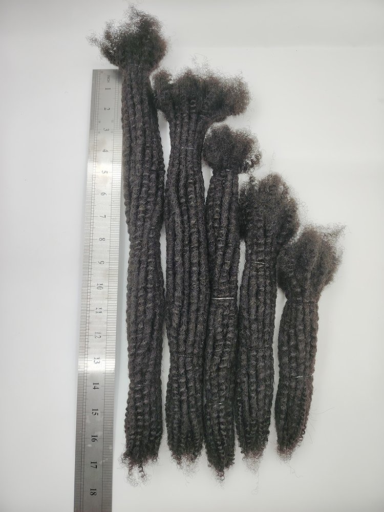 Wholesale unprocessed 4-30inch Handmade Black Color Afro Curly Crochet Human Hair Dreadlock Extensions for black men