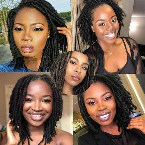 Wholesale unprocessed 4-30inch Handmade Black Color Afro Curly Crochet Human Hair Dreadlock Extensions for black men