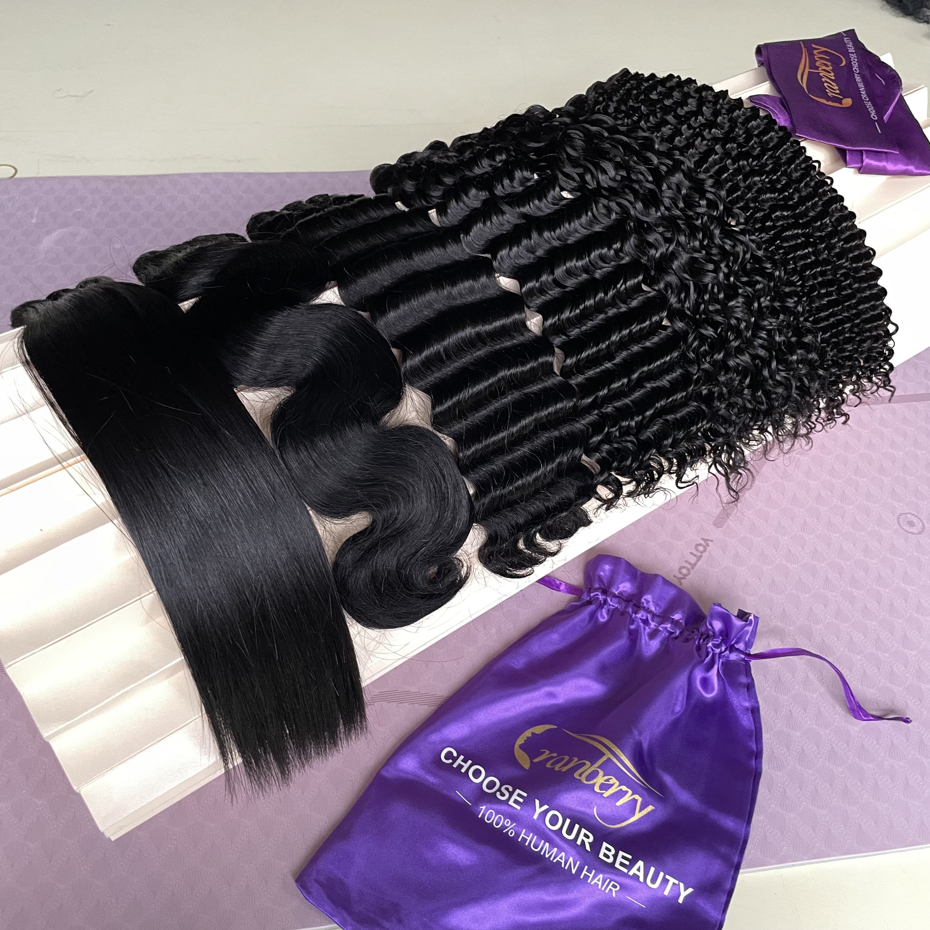 Cranberry Mink Brazilian Human Hair Weave Bundles with Closure Raw Mink Indian Human Hair Extension Virgin Cuticle Aligned Hair