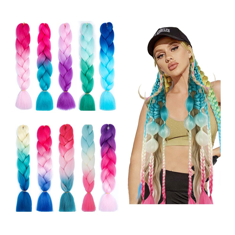 Alibaba 24inch Synthetic Yaki Ombre Braids Hair Extension Hot Water Setting EZ Braid Pre Stretched Braiding Hair