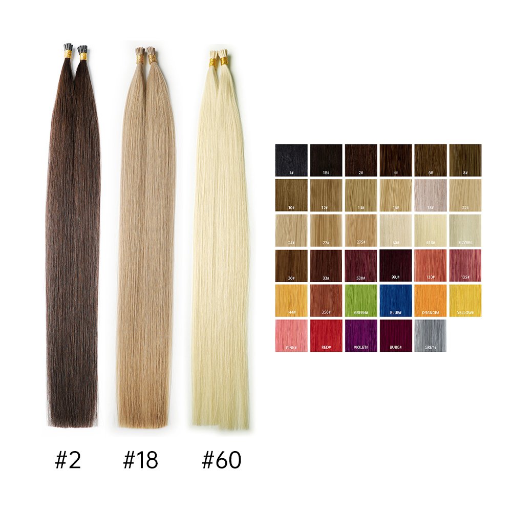 Wholesale 100% Full Cuticle Russian Remy Keratin I Tip Pre Bonded Human Hair Extension