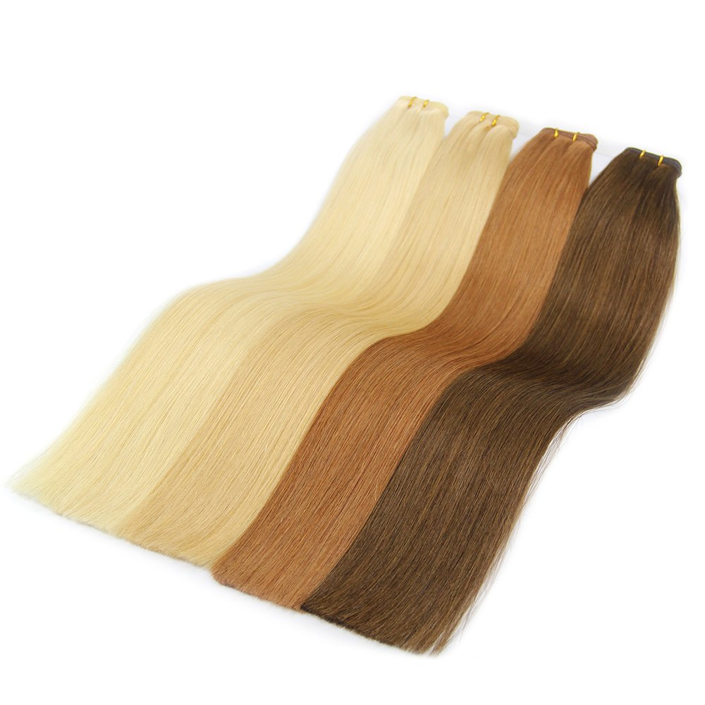 Human Hair Extension Flat Weft Double Drawn,Flat Weft Russian Remy Hair,Light Color Cuticles Aligned Flat Weft Hair Extensions