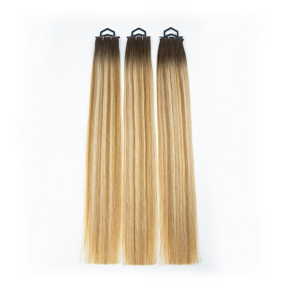 12A Raw Unprocessed Full Cuticle XO Hole Weft Wavy Human Hair Extensions Light Color Microbead Weft Hair Extension