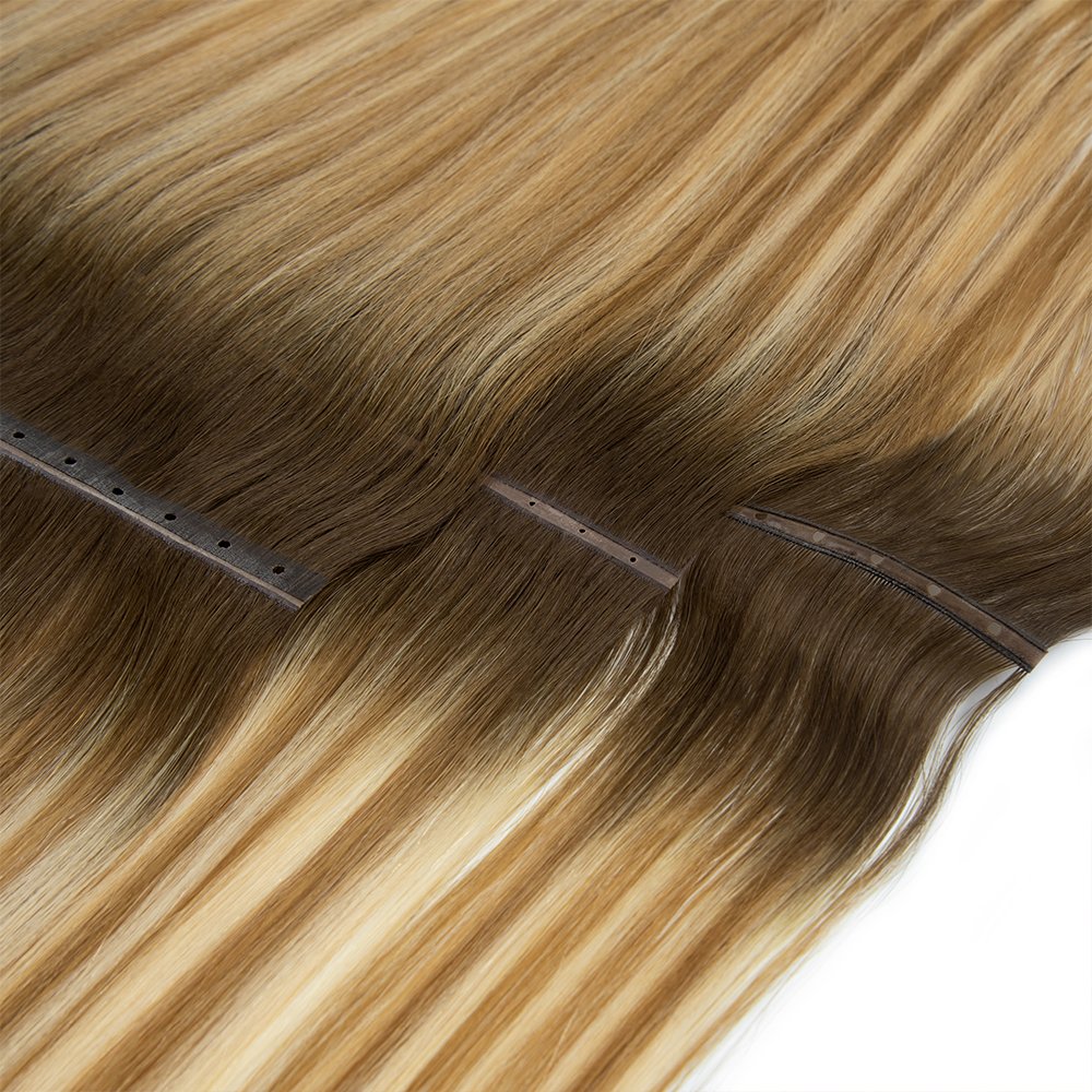 12A Raw Unprocessed Full Cuticle XO Hole Weft Wavy Human Hair Extensions Light Color Microbead Weft Hair Extension