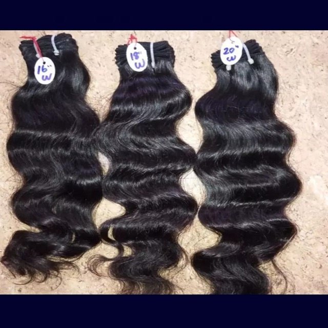 Hot Sale 100% Human Hair Extensions Factory Price Drop Shipping Double Machine Weft Raw Material Wave Style 1B Color for Export