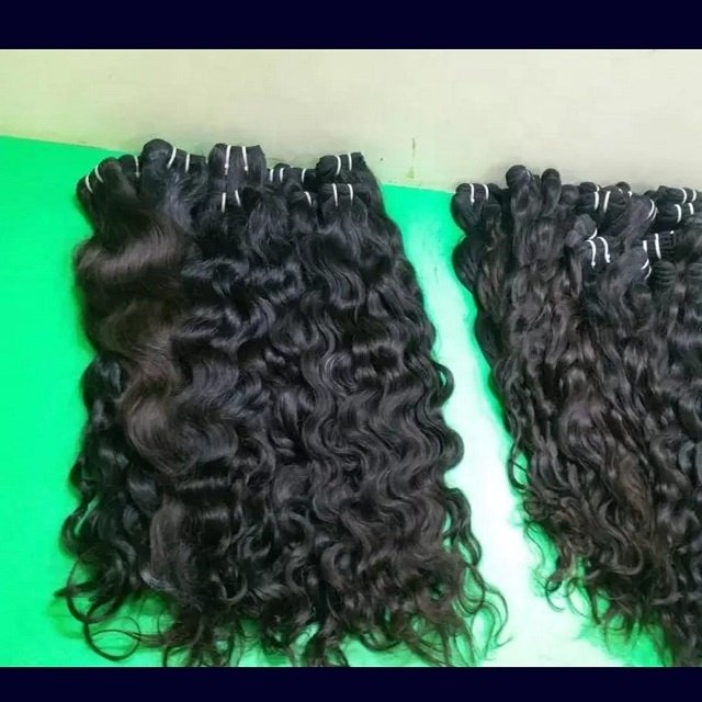 Hot Sale 100% Human Hair Extensions Factory Price Drop Shipping Double Machine Weft Raw Material Wave Style 1B Color for Export