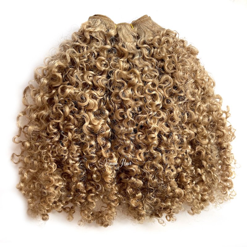 VMAE Kinky Curly European Russian Blonde #27 Afro Kinky Curls Deep Curly Weft Virgin Hair Weave Raw Human Hair Bundles Extension