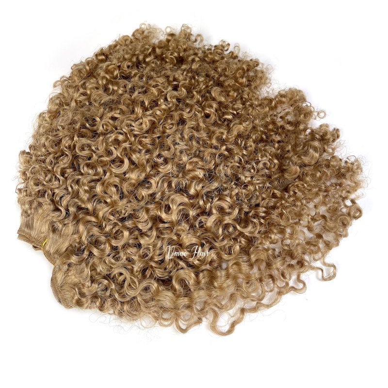 VMAE Kinky Curly European Russian Blonde #27 Afro Kinky Curls Deep Curly Weft Virgin Hair Weave Raw Human Hair Bundles Extension