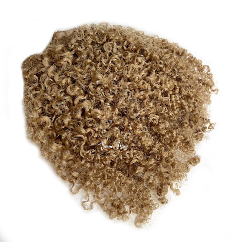 VMAE Kinky Curly European Russian Blonde #27 Afro Kinky Curls Deep Curly Weft Virgin Hair Weave Raw Human Hair Bundles Extension