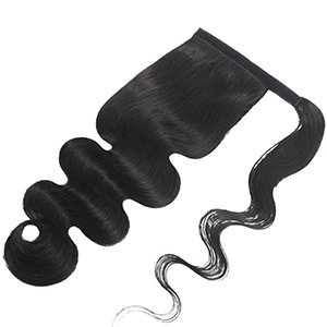 Body Wave Ponytail Human Hair Clips in Brazilian Human Hair Extension Wrap Around Drawstring Head Wear Hairpiece for Women
