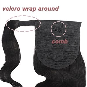 Body Wave Ponytail Human Hair Clips in Brazilian Human Hair Extension Wrap Around Drawstring Head Wear Hairpiece for Women