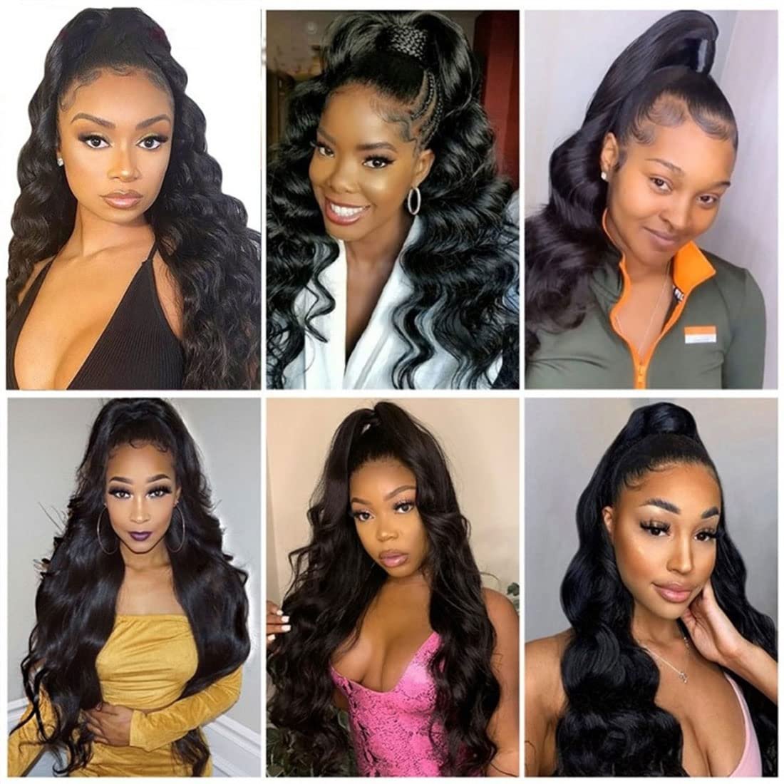 Body Wave Ponytail Human Hair Clips in Brazilian Human Hair Extension Wrap Around Drawstring Head Wear Hairpiece for Women