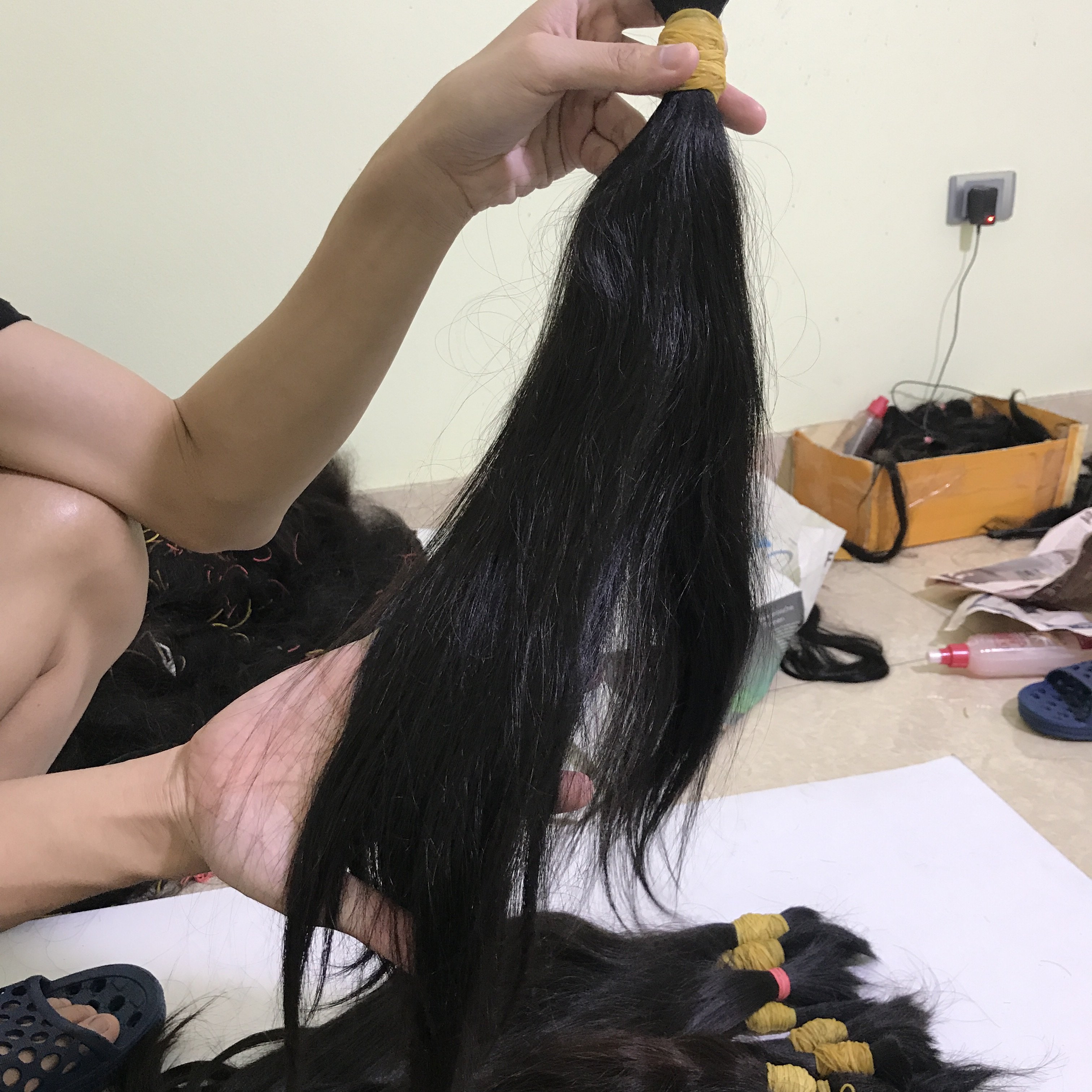 One Donor Raw Vietnamese Human Hair Virgin Unprocessed Grade 12A Wholesale Vendor Natural Black Straight Bulk Hair Extension