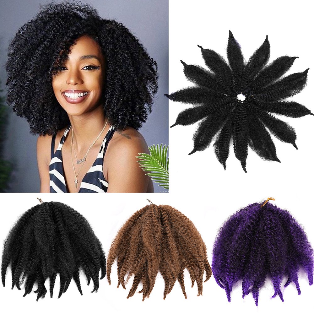 Wholesale Afro Kinky Curly Synthetic Crochet Braids Hair Extensions 8 Inch Ombre Braiding Hair Afro Kinky Twist Braids for Women