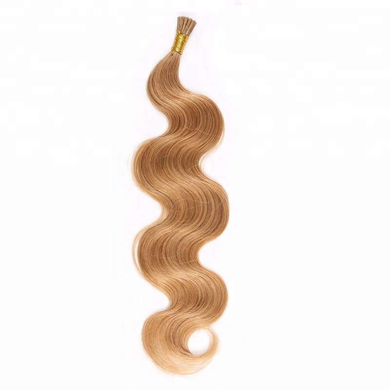 Factory Wholesale 100% Human Hair Extension Cold Fusion Italian Keratin Glue Pre-bonded I Tip Curly Hair Extensions