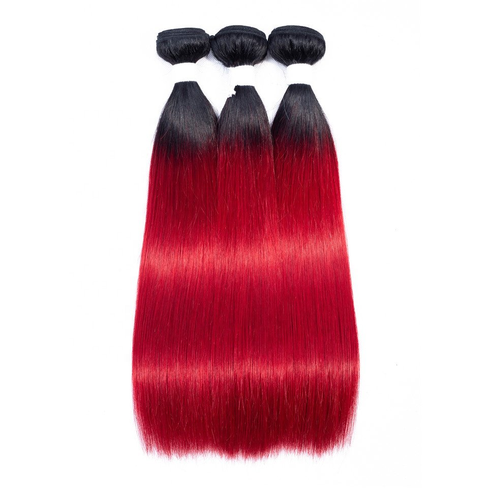 Hot Sale China Suppliers Raw Indian Hair 1B Red Straight Salon Hair Extension indian temple hair extensions weave bundle