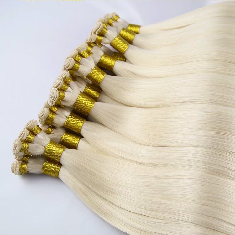 Wholesale High Quality Double Drawn Hand Tied Weft Human Hair Extensions Thick End Russian Human Hair Extensions