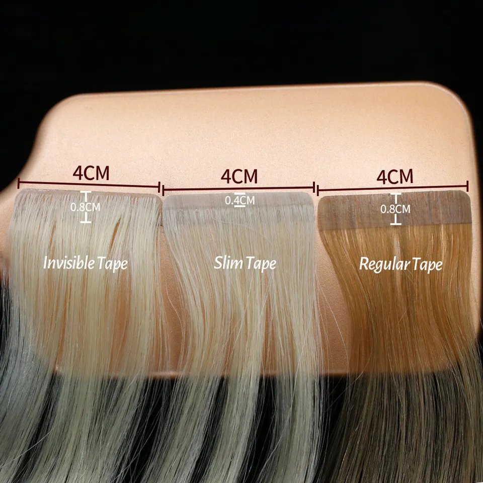 24inch New Natural Remy 4cm Seamless Russian Hair Double Drawn Injection Invisible Tape In Hair Extensions