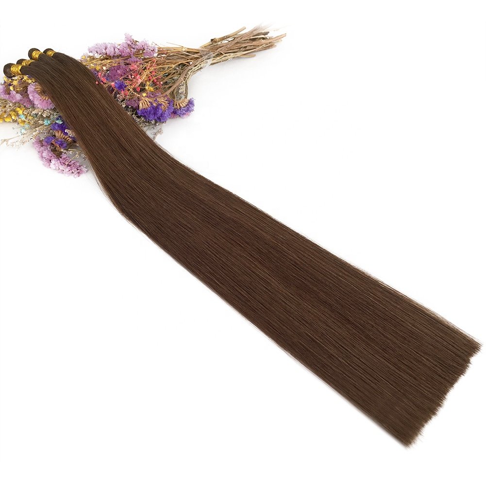 Cheap 100% virgin full cuticle Hair chestnut brown #6 hand tied Human Hair Extension