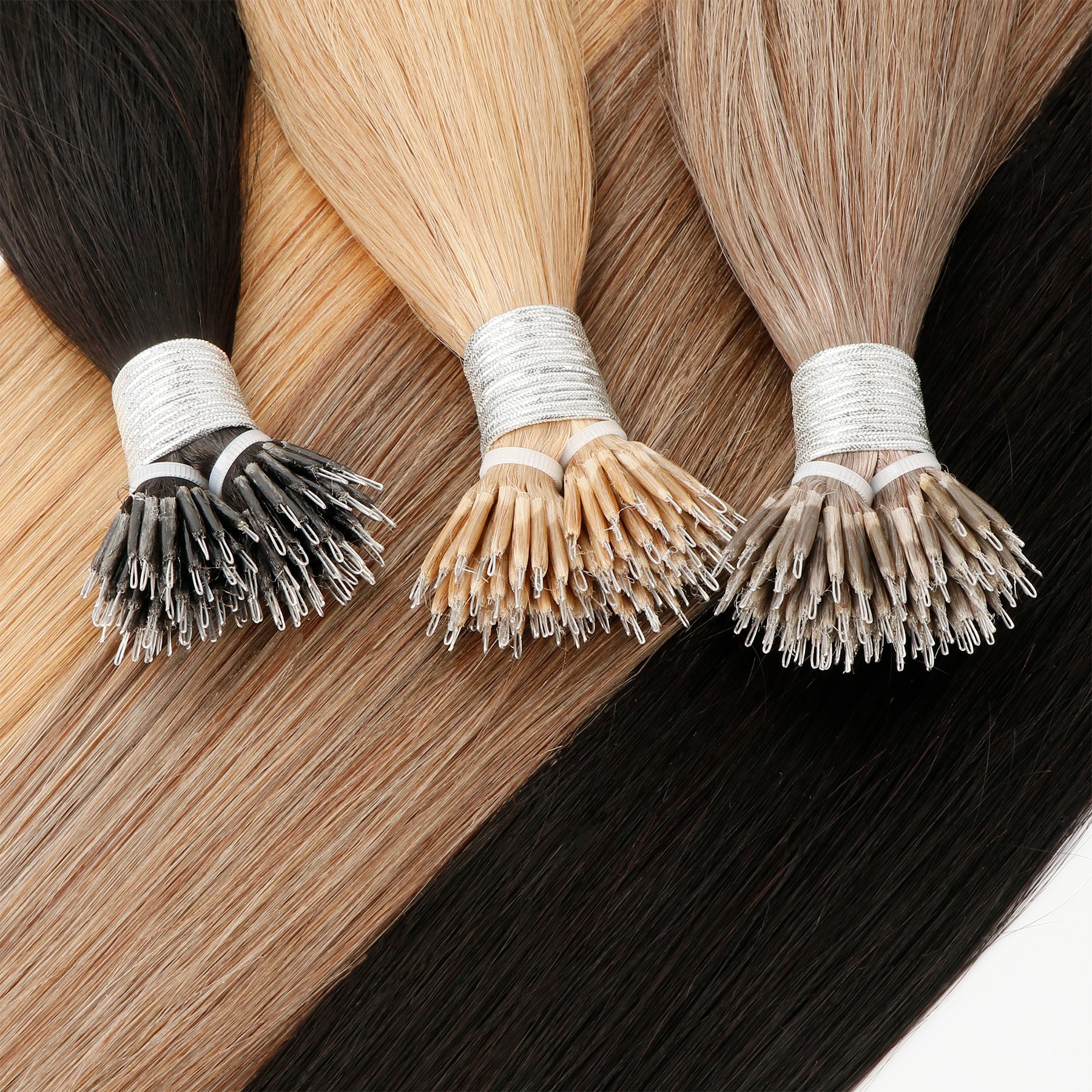 European Virgin Hair Double Drawn 1G Strand Nano Ring Nano Tip Human Hair Extensions