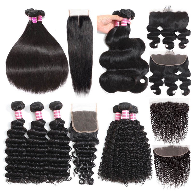 Hot Selling Natural 100% Raw Unprocessed Human Brazilian Hair Bundles With Frontal Ombre Loose Deep Wave Bulk Hair Extension