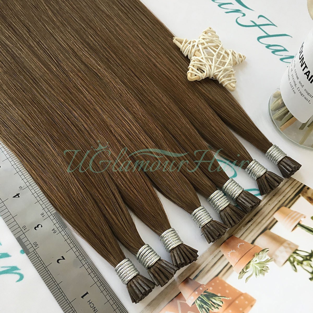 U Glamour Hair Raw Russian Wholesale Remy Natural Hair Human Double Drawn I Tip Hair Extensions